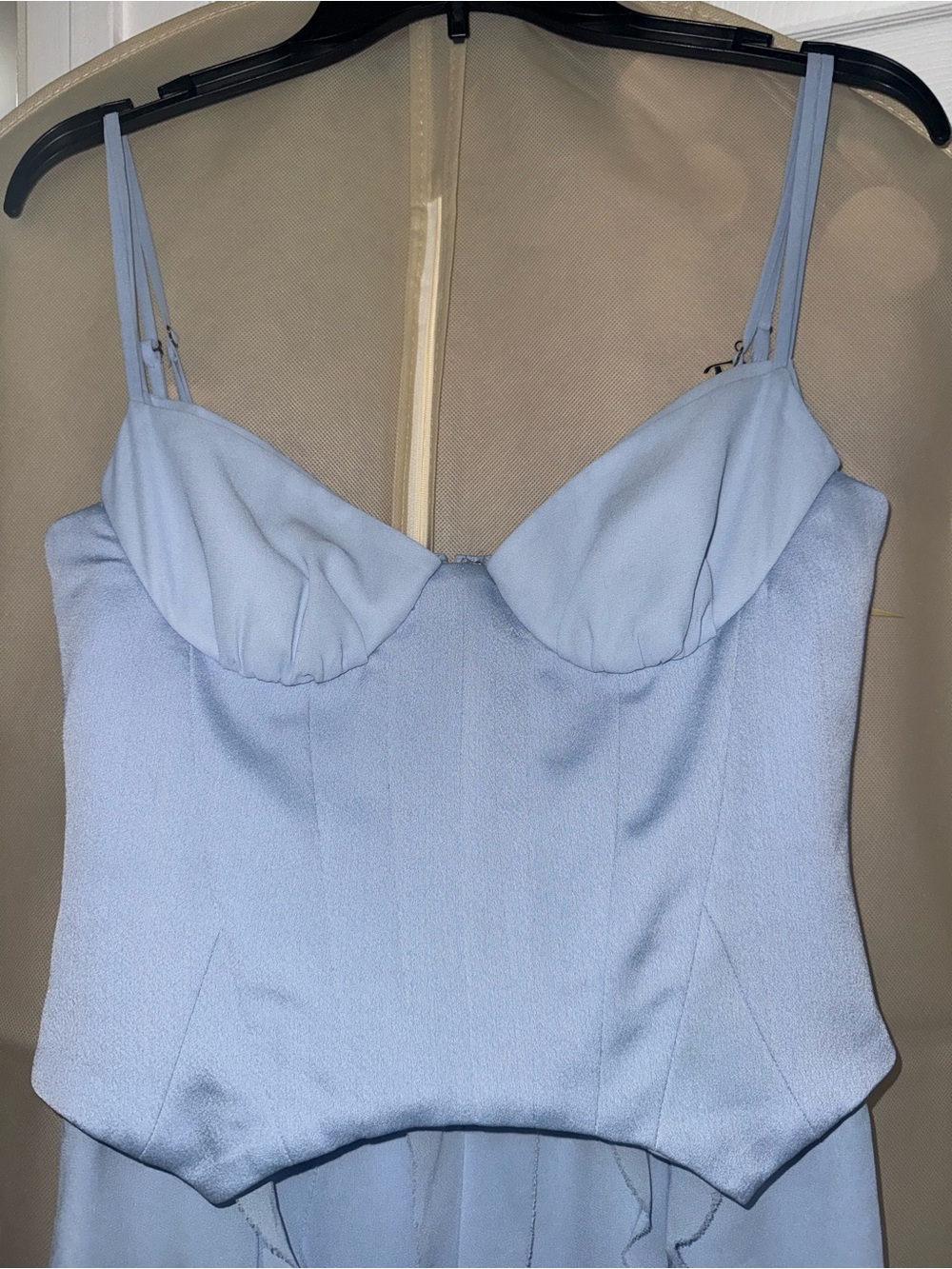 Oh Polly Light Blue Ruffle Bustier Maxi Dress - Picture 3 of 5